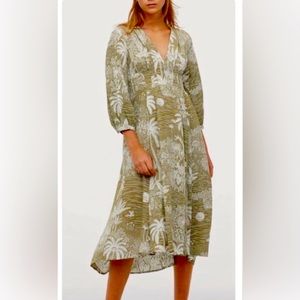 DESMOND AND DEMPSEY X H&M midi linen blend dress